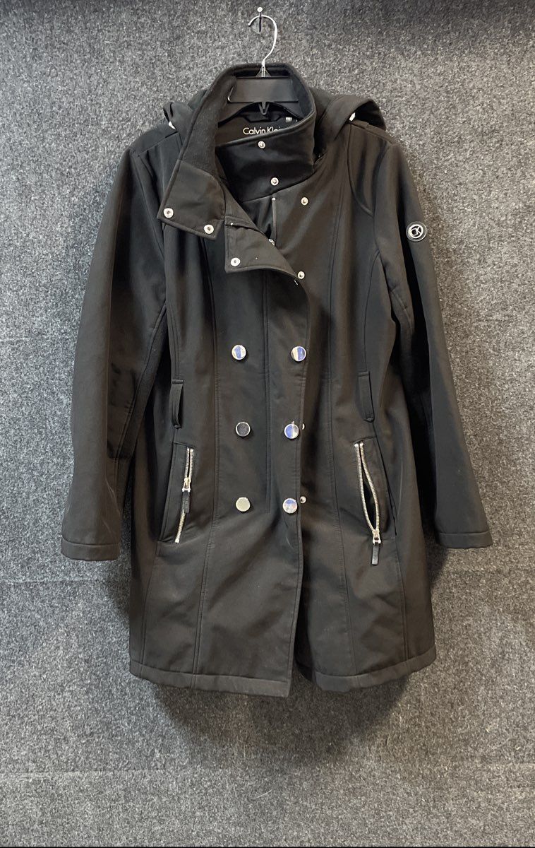 Calvin Klein Women's Black Softshell Hooded Jacket Water Resistant XXL