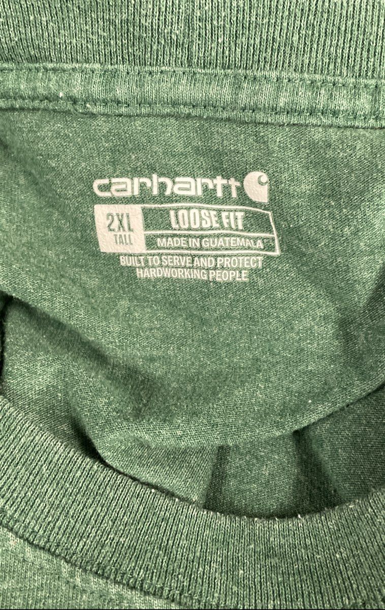 Carhartt Men's Short Sleeve Green Loose Fit Pocket T-Shirt Size 2XL Tall