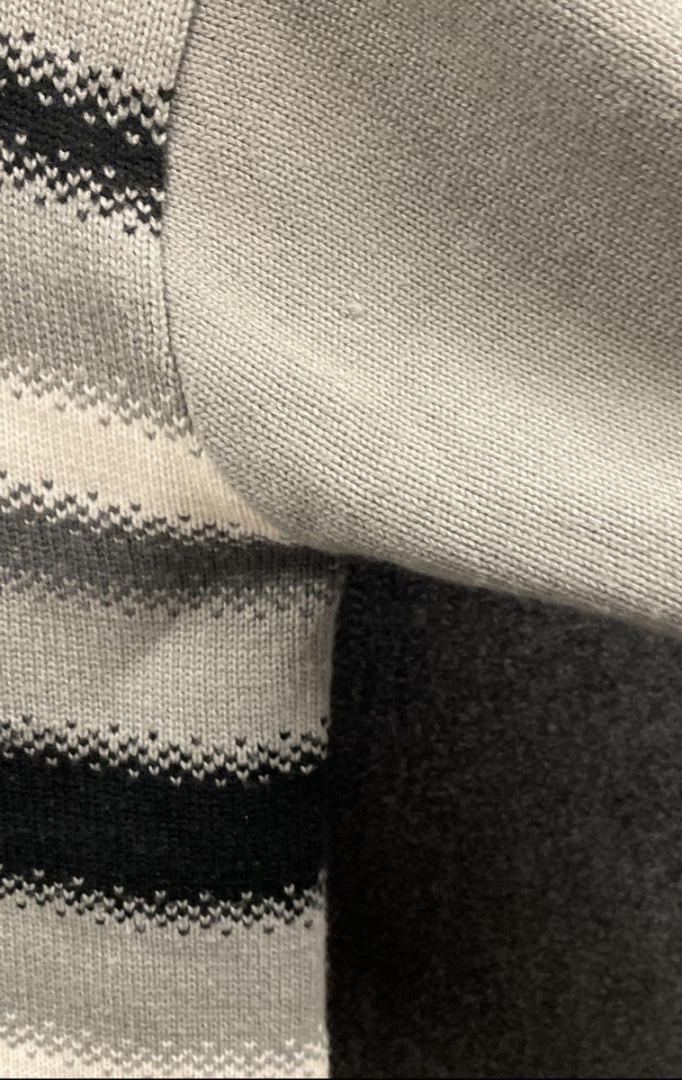 Vintage 90s DISS Men's Gray Black White Striped Mock Neck Sweater Sz XL