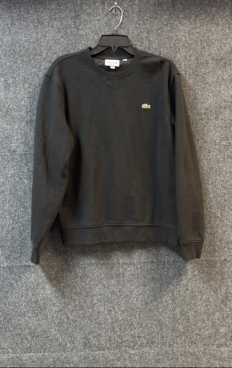 Lacoste Men's Black Classic Fit Cotton Blend Logo Pullover Sweatshirt Sz L