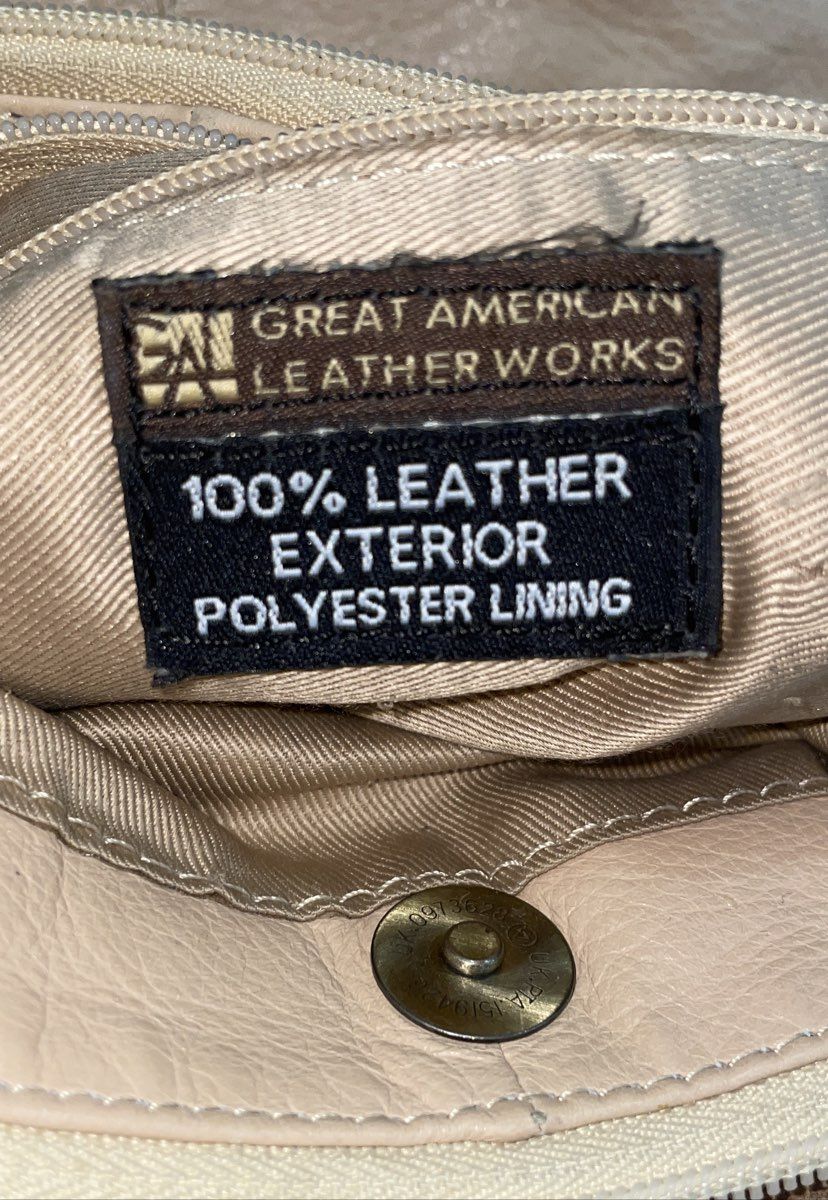 Great American Leather Works Cream Leather Laced Front Crossbody Bag Vintage