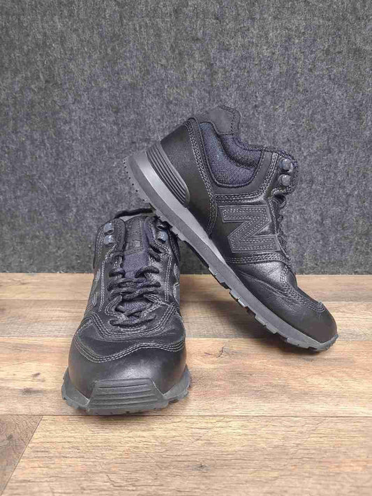 New Balance MH574 Mid Triple Black Leather Sneaker Boot Men's Size 8.5