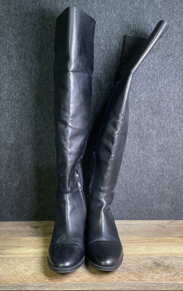 Sam Edelman Posie Black Leather Over-The-Knee Boots Women's Size 8