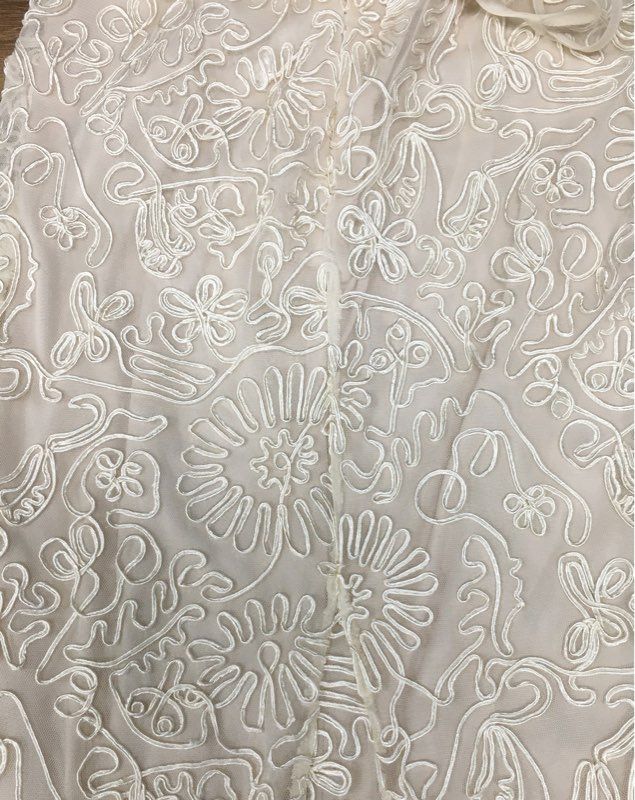 Lulus Women's Cream Embroidered Floral Illusion Neckline Maxi Dress NWT Sz S