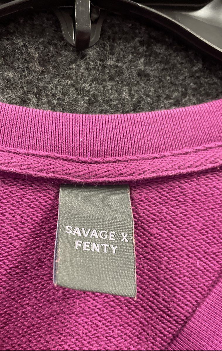 Savage x Fenty Women's Purple Cropped Sweatshirt Logo 100% Cotton Sz 1X