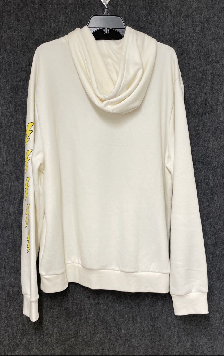 AC/DC Men's White Graphic Hoodie Yellow Lightning Bolt Sleeve Sz XXL