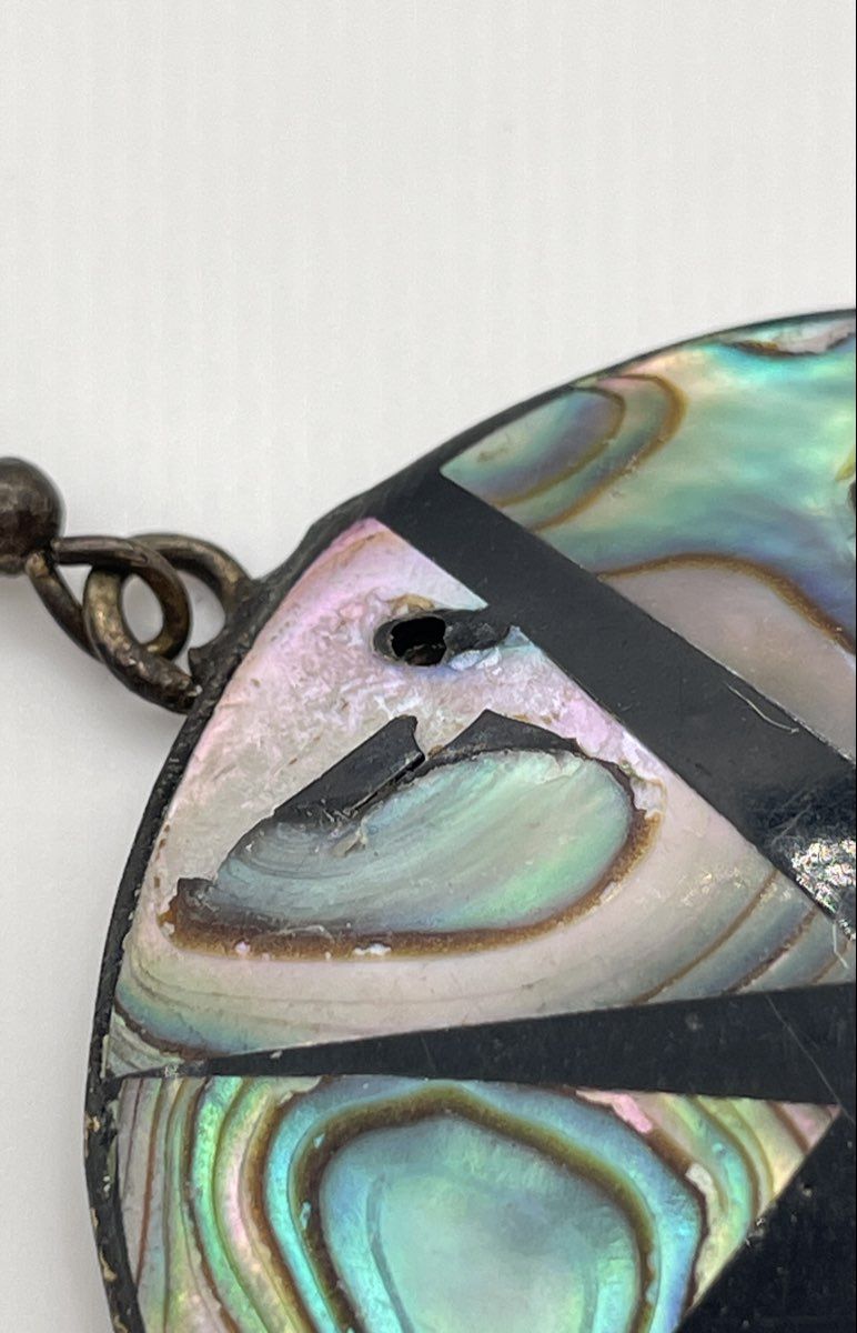 Alpaca Silver Abalone & Black Resin Star Earrings Mexico 14.8g *NPM/Damaged*