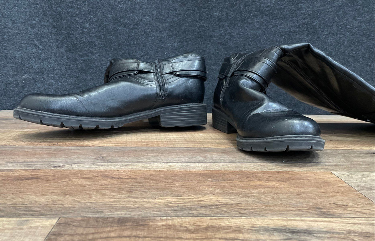 GBG Guess Black Faux Leather Tall Harness Zip Moto Boots Size 10