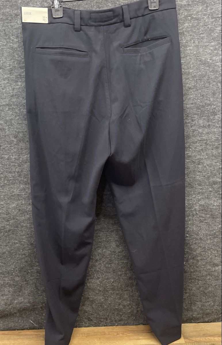 Abercrombie & Fitch Men's Black Loose Fit Pleated Dress Trousers NWT 34x32