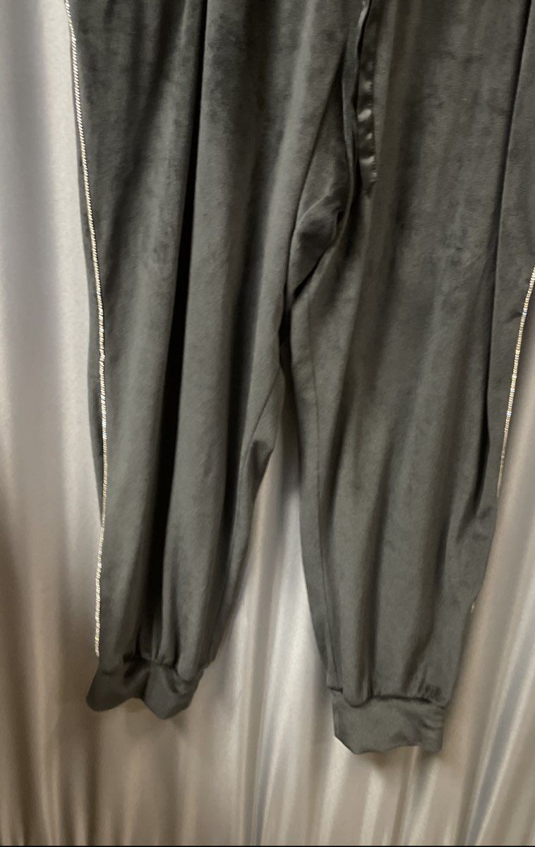 Victoria's Secret Women's Black Velour Rhinestone Stripe Jogger Pants XXL