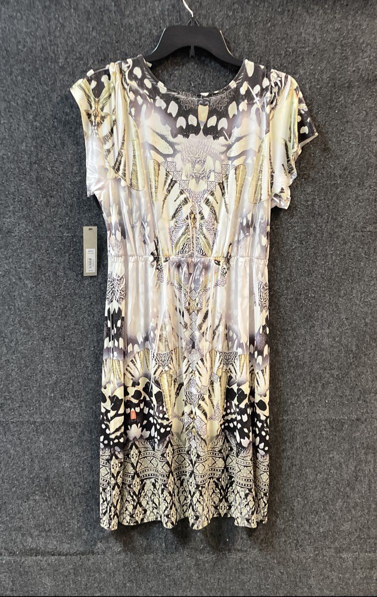 Apt. 9 Women's Multicolor Butterfly Print Bling Applique Dress Sz L NWT