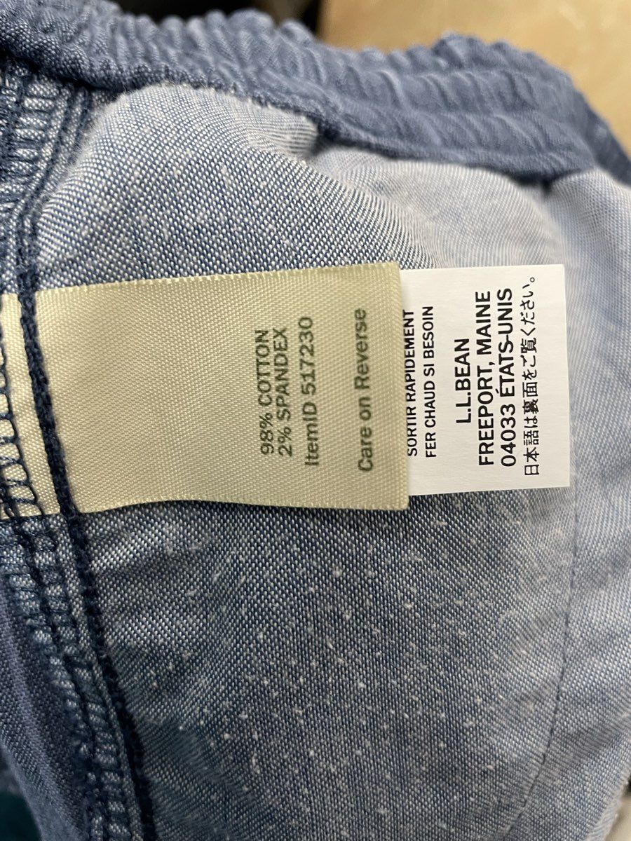 LL Bean Women's Favorite Fit Pants Blue Striped Cotton Spandex Size 4 Reg