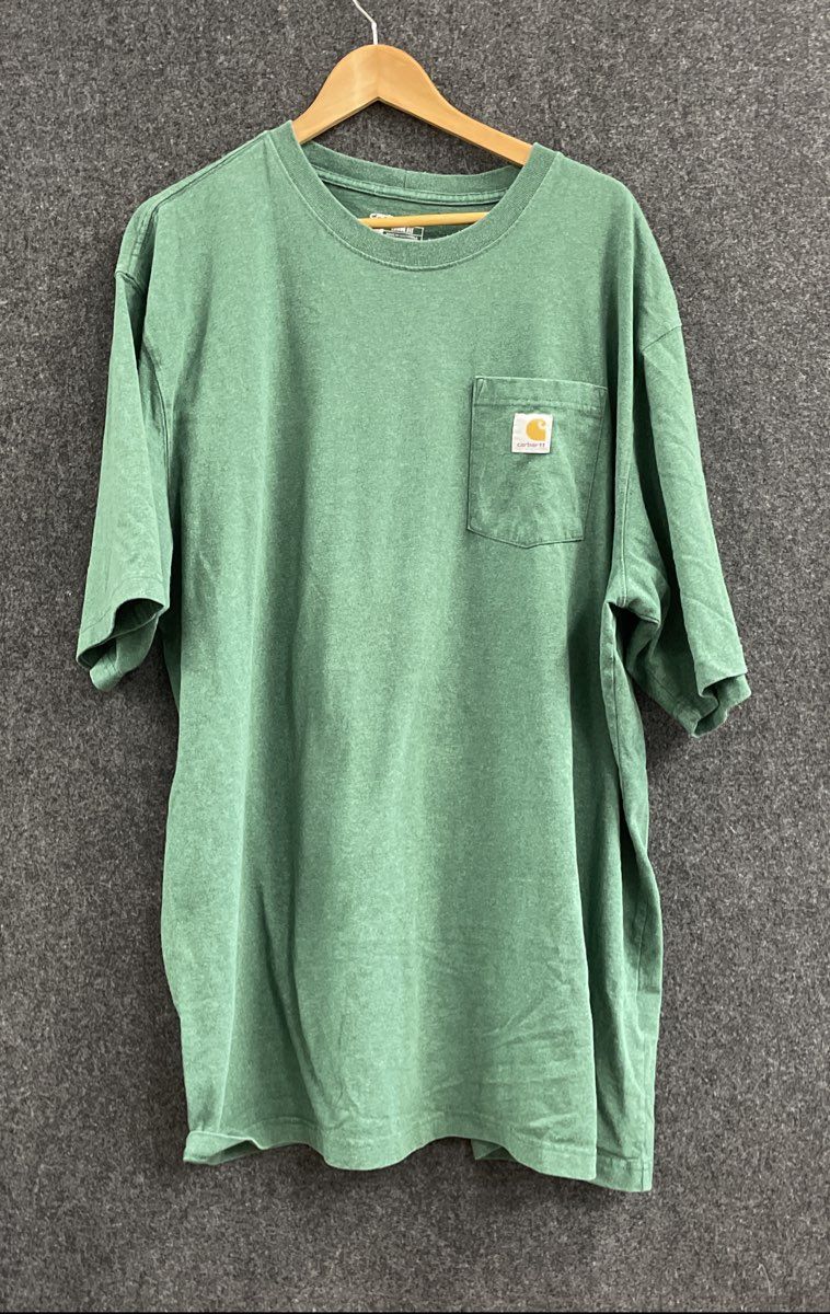 Carhartt Men's Short Sleeve Green Loose Fit Pocket T-Shirt Size 2XL Tall