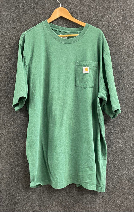 Carhartt Men's Short Sleeve Green Loose Fit Pocket T-Shirt Size 2XL Tall