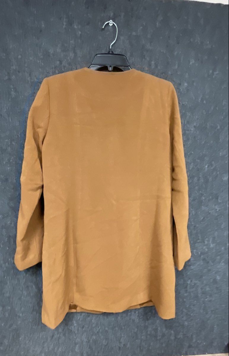 Linea by Louis Dell'Olio Women's Camel Collarless Full Zip Longline Jacket Sz 8