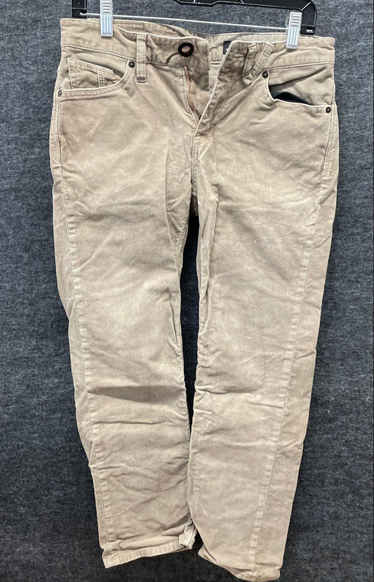 Volcom Men's Solver Modern Straight Beige Corduroy Pants Size 29