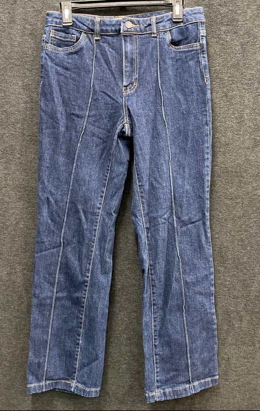 OAT New York Women's Blue Seam Front Cropped Straight Leg Jeans Sz 6/28