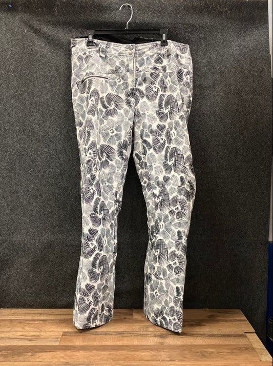 Obermeyer Women's Malta Ski Pants White Floral Thermore Insulated Size 14