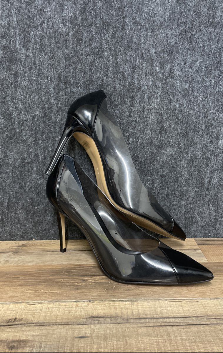 Vince Camuto Black Patent Clear PVC Pointed Toe Stiletto Pumps Size 10