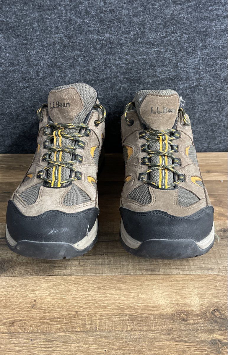 L.L. Bean Trail Model Brown Grey Yellow Low Top Hiking Shoes Men's Size 11 Wide