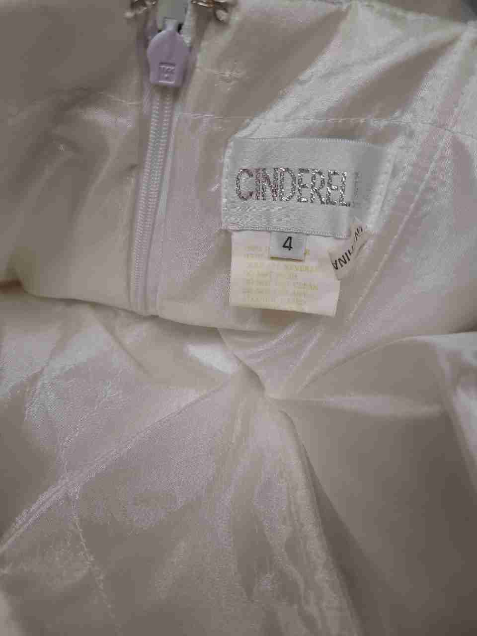 Cinderella Women's White Sequin Tulle Ruffle Special Occasion Party Dress Sz 4