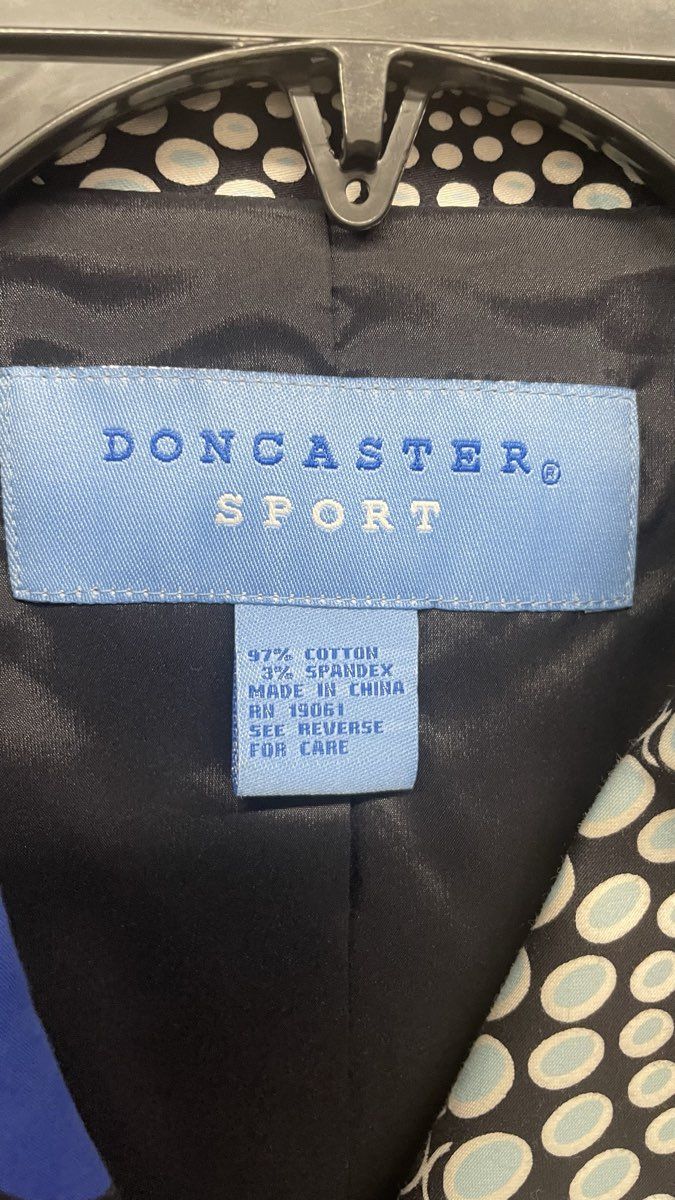 Doncaster Sport Women's Geometric Graphic Print Blazer Black Blue White Sz 10