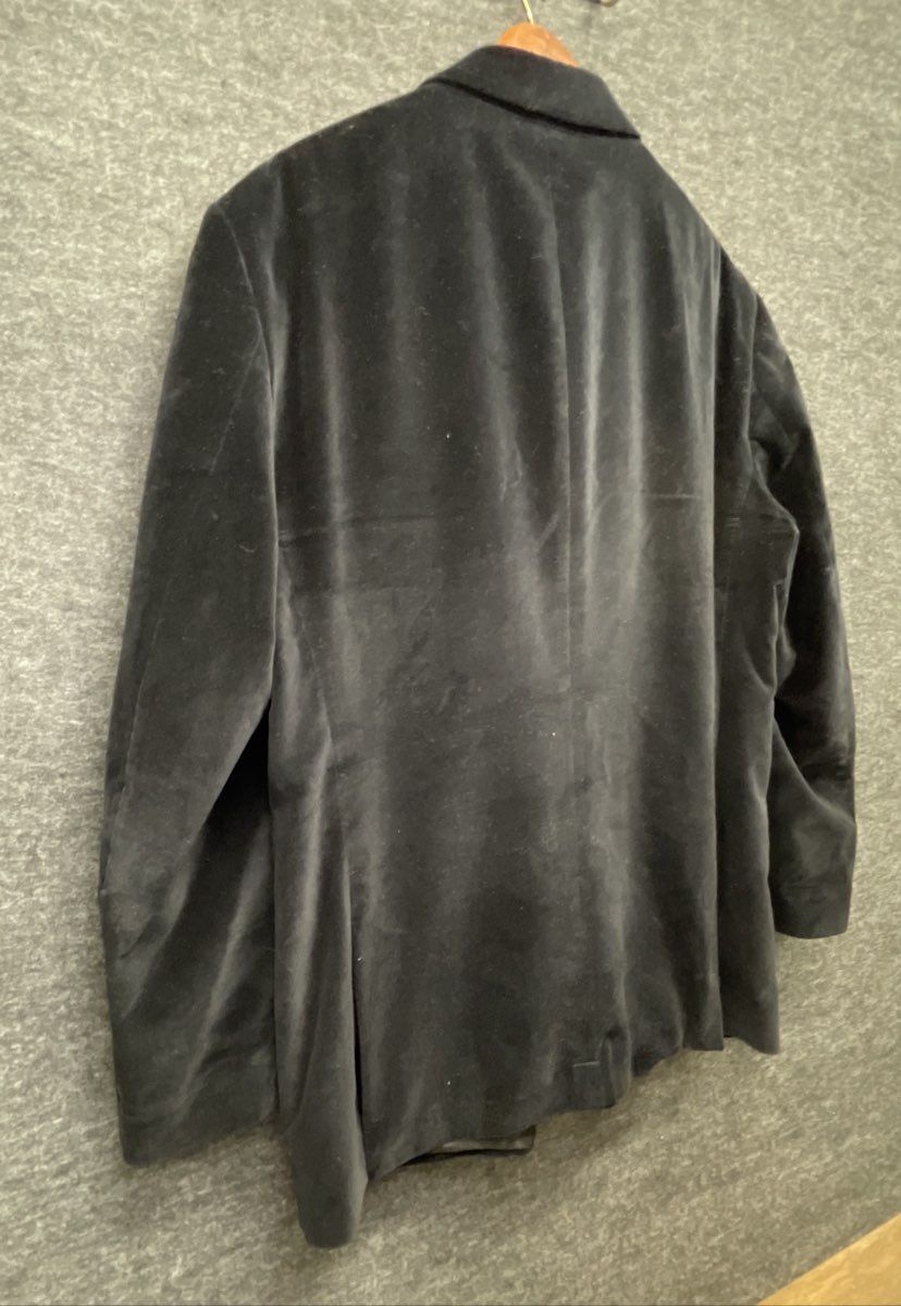 Villini Men's Black Cotton Velvet Blazer Notch Lapel Paisley Lining Sz 46L