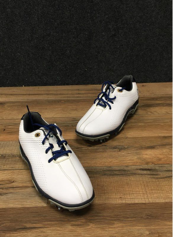 FootJoy FJ Junior 45023 White Navy Kids Spiked Golf Shoes Size 3M