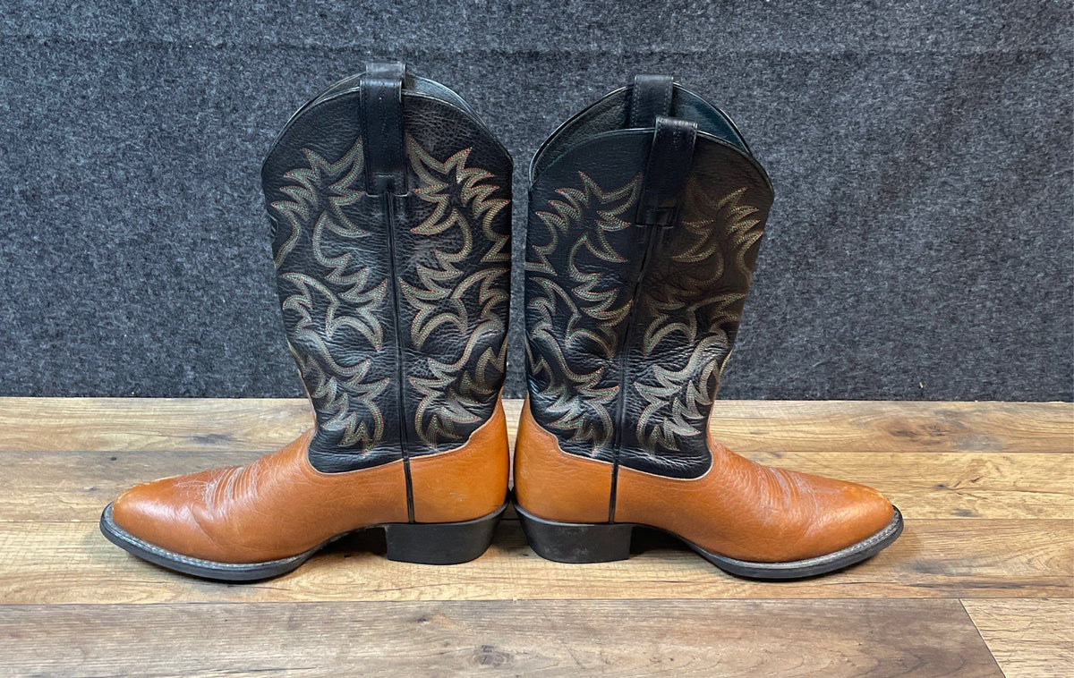 Ariat Men's Heritage Western R-Toe Black & Tan Leather Cowboy Boots Size 9D