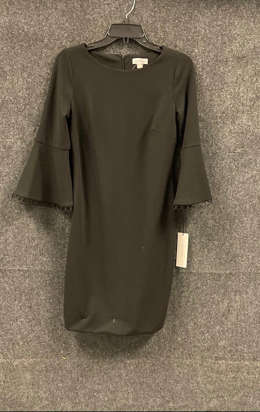Calvin Klein Women's Black Bell Sleeve Sheath Dress Crochet Trim Sz 6 NWT