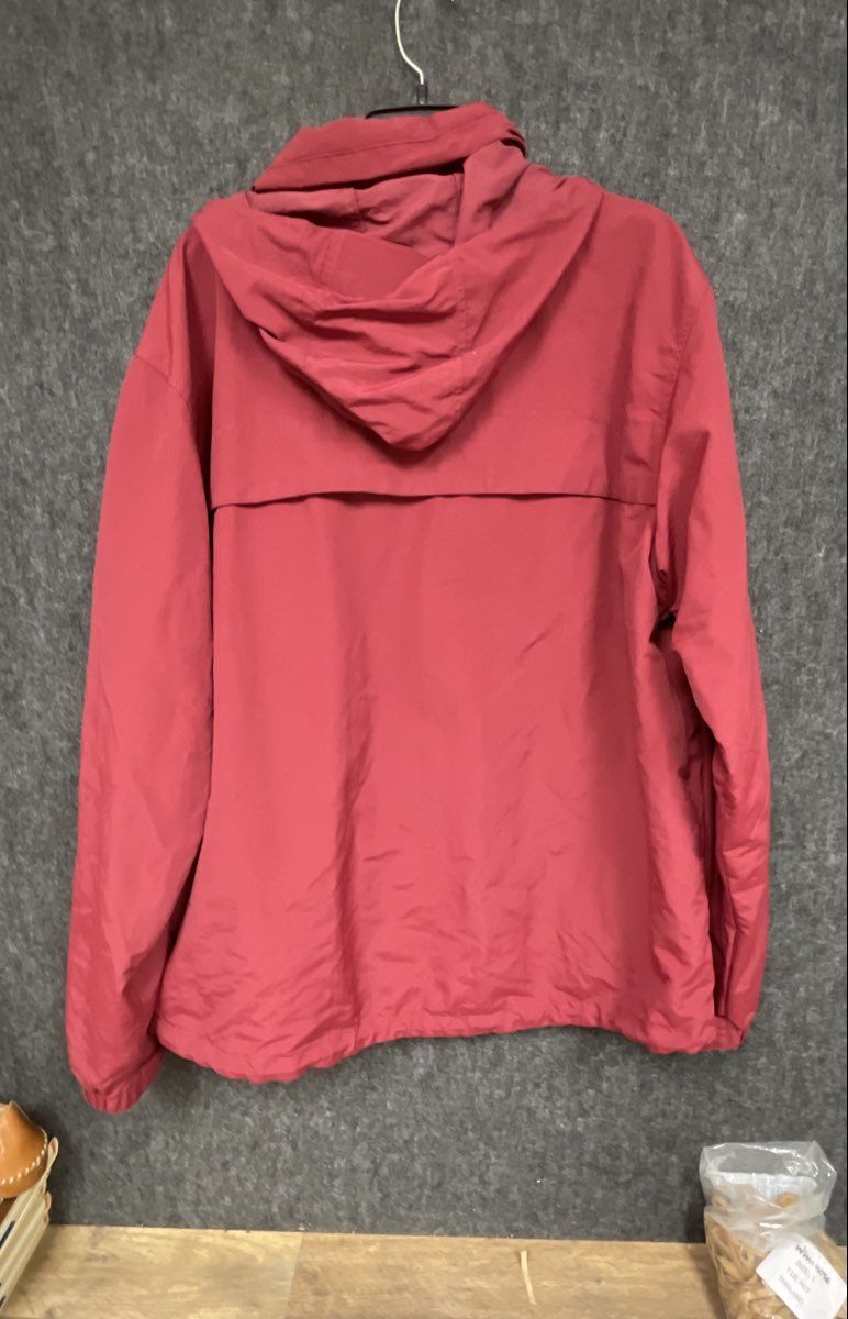Lands' End Men's Red Hooded Full Zip Mesh Lined Windbreaker Jacket Sz XL 46-48