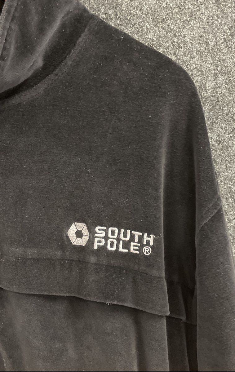 Vintage Y2K South Pole Men's Velour Full Zip Track Jacket Faded Black XL
