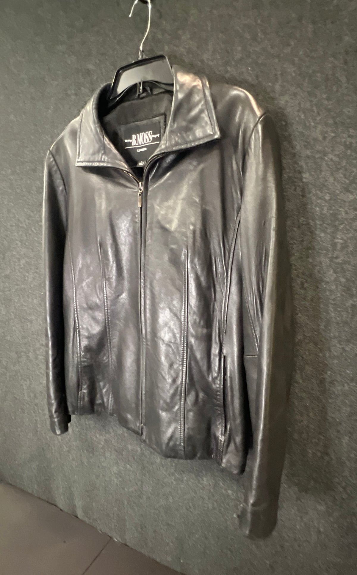B. Moss Clothing Company Women's Black Leather Full Zip Jacket Vintage Y2K Sz L