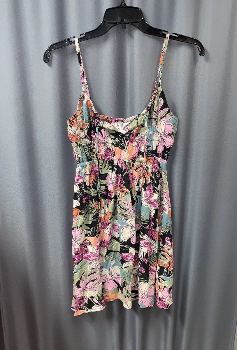 Roxy Women's Black Multicolored Tropical Floral Viscose Cami Sundress Sz XS