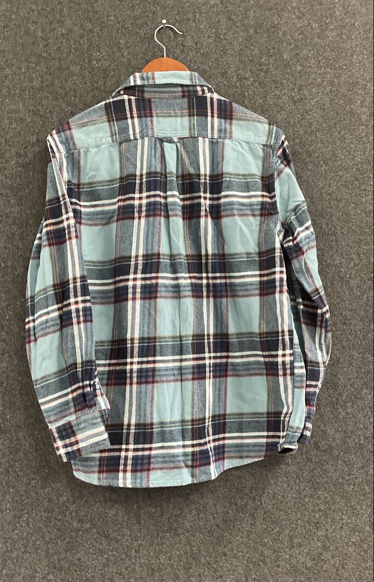 Eddie Bauer Men's Blue Plaid Flannel Long Sleeve Button Down Shirt Size L