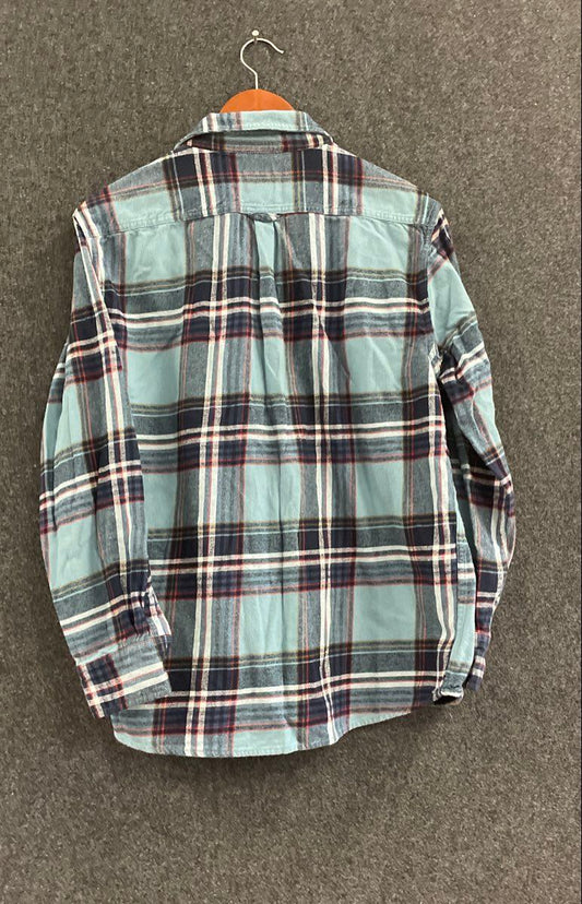 Eddie Bauer Men's Blue Plaid Flannel Long Sleeve Button Down Shirt Size L