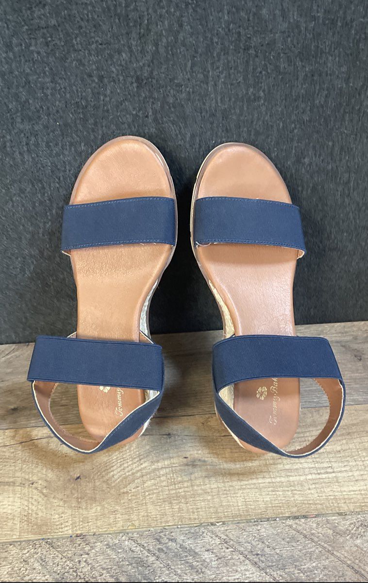 Tommy Bahama Pauline Navy Blue Espadrille Wedge Sandals Women's Size 8M