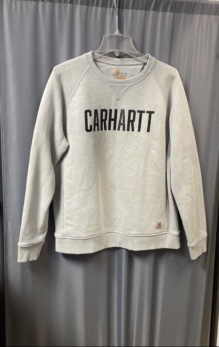 Carhartt Boys Heather Grey Graphic Relaxed Fit Crewneck Sweatshirt Sz XL 16/18