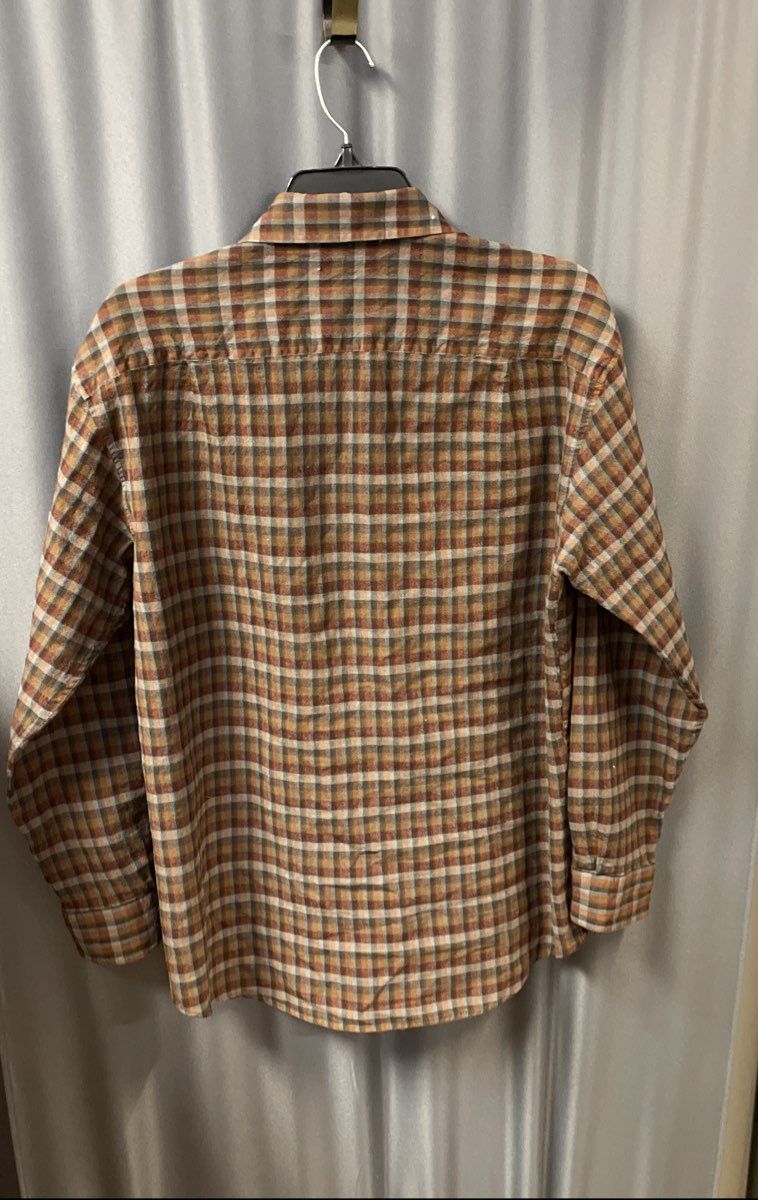Pendleton Men's Brown Blue Plaid 100% Wool Button Down Shirt Sz L