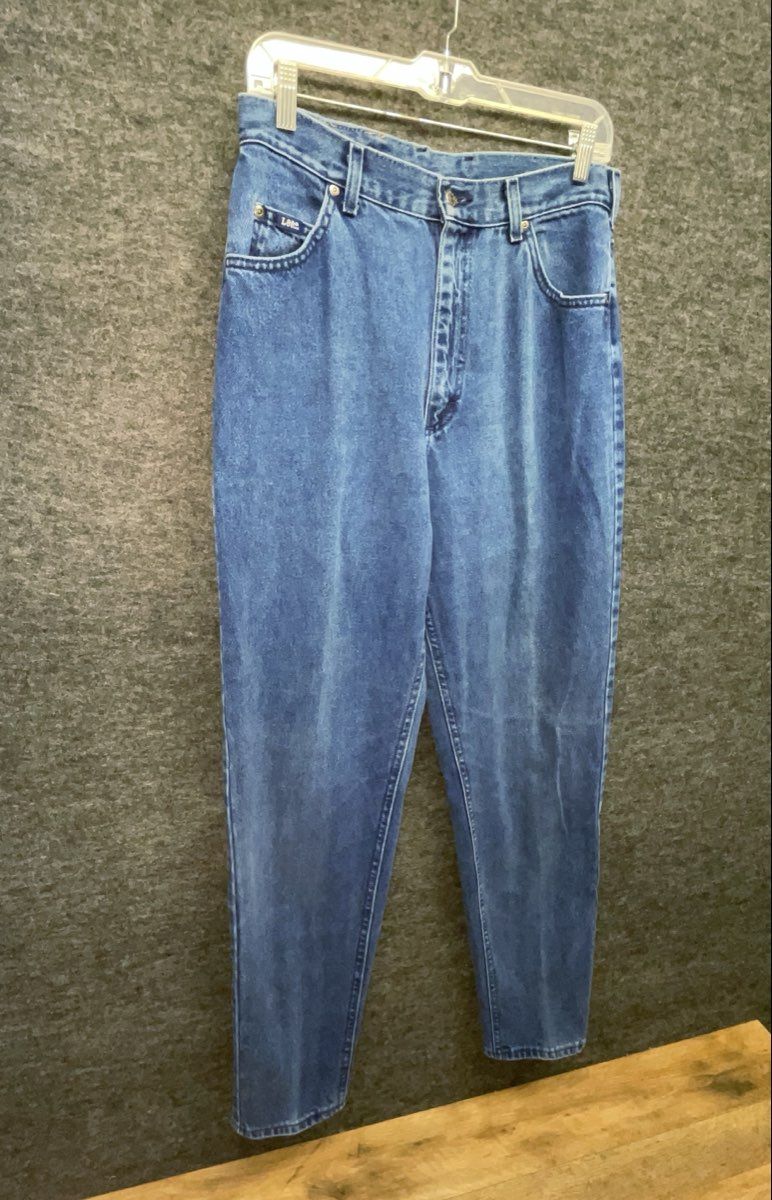 Vintage 90s Lee Women's Blue High Rise Tapered Leg Jeans Made in USA Sz 14 Long