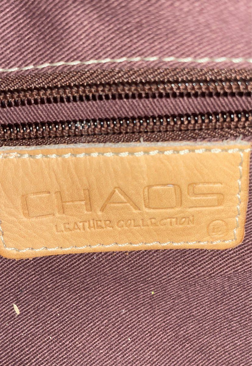 Chaos Tan Yellow Leather Sash Crossbody Sling Bag Asymmetric Single Strap