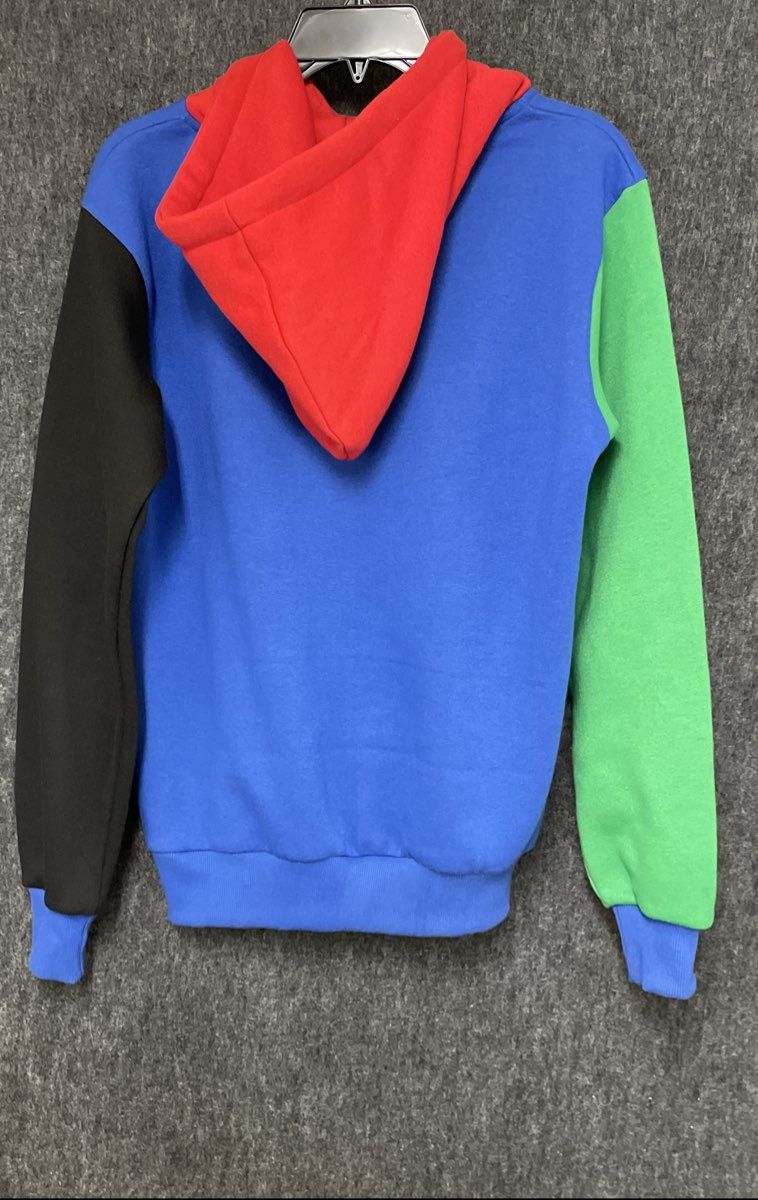 Spazz Apparel Unisex Colorblock Hoodie Multi-Color Gothic Graphic Pullover Sz XS