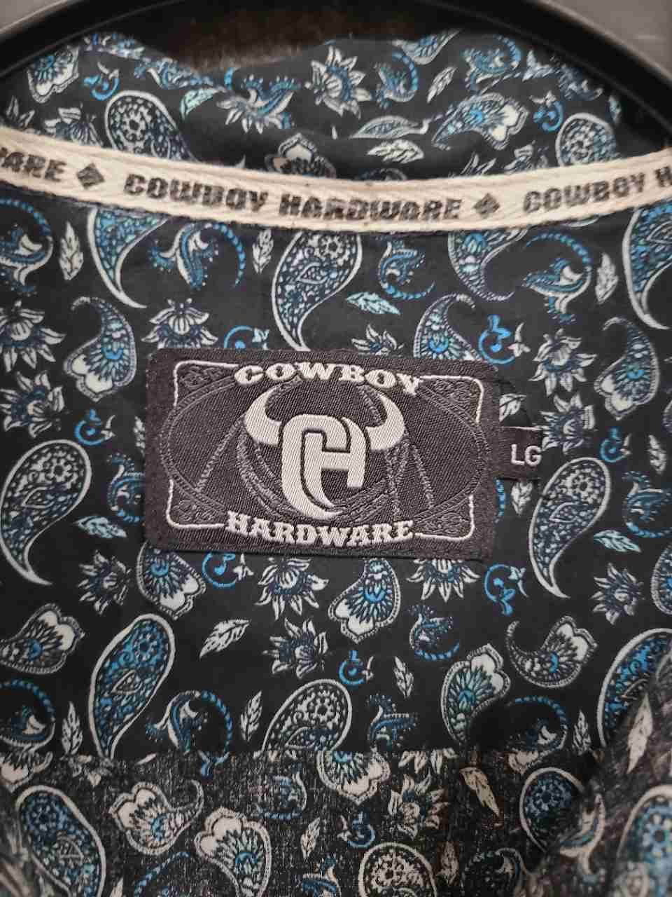 Cowboy Hardware Men's Black Blue Paisley Floral Western Snap Shirt Sz L