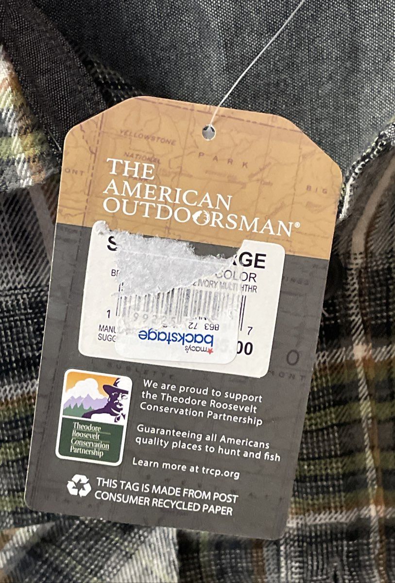 American Outdoorsman Men's Grey Plaid Long Sleeve Button Up Shirt Sz XXL NWT