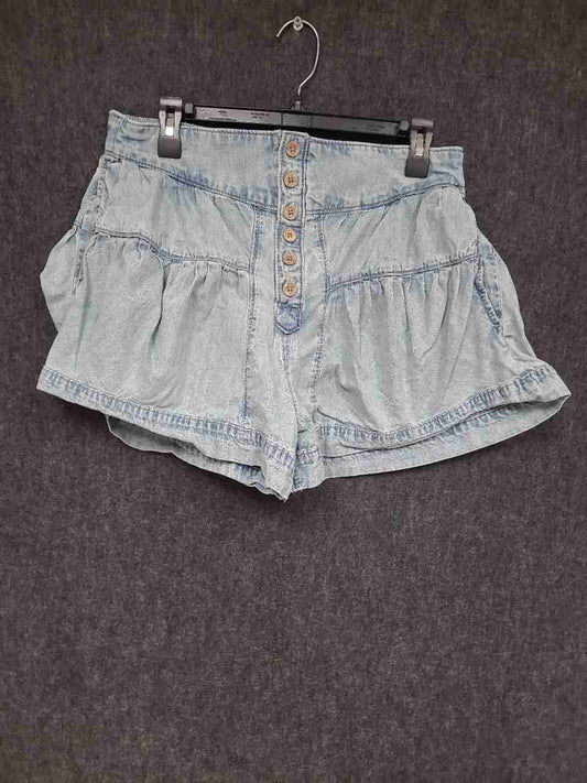 Free People We The Free Women's Fleur Denim Shorts Light Wash Ruffle Size L
