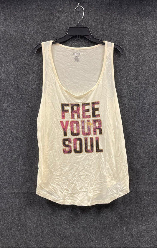 Torrid Active Women's Ivory Free Your Soul Graphic Galaxy Tank Top NWT Size 2