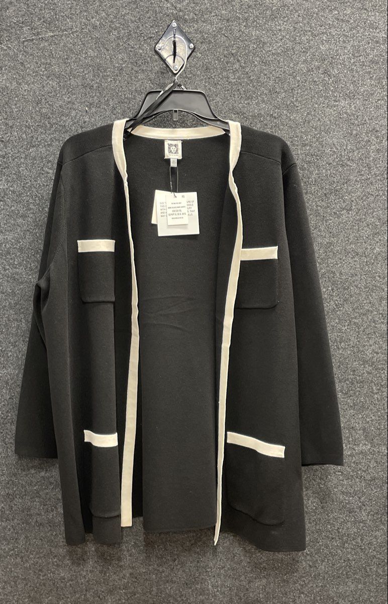Anne Klein Women's Black White Contrast Trim Open Front Cardigan Jacket NWT XL