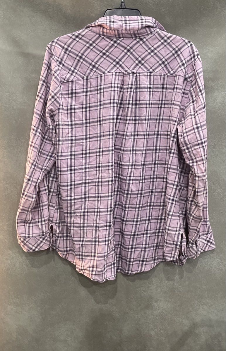 Sonoma Women's Lavender Plaid 100% Cotton Button Up Shirt Sz XL