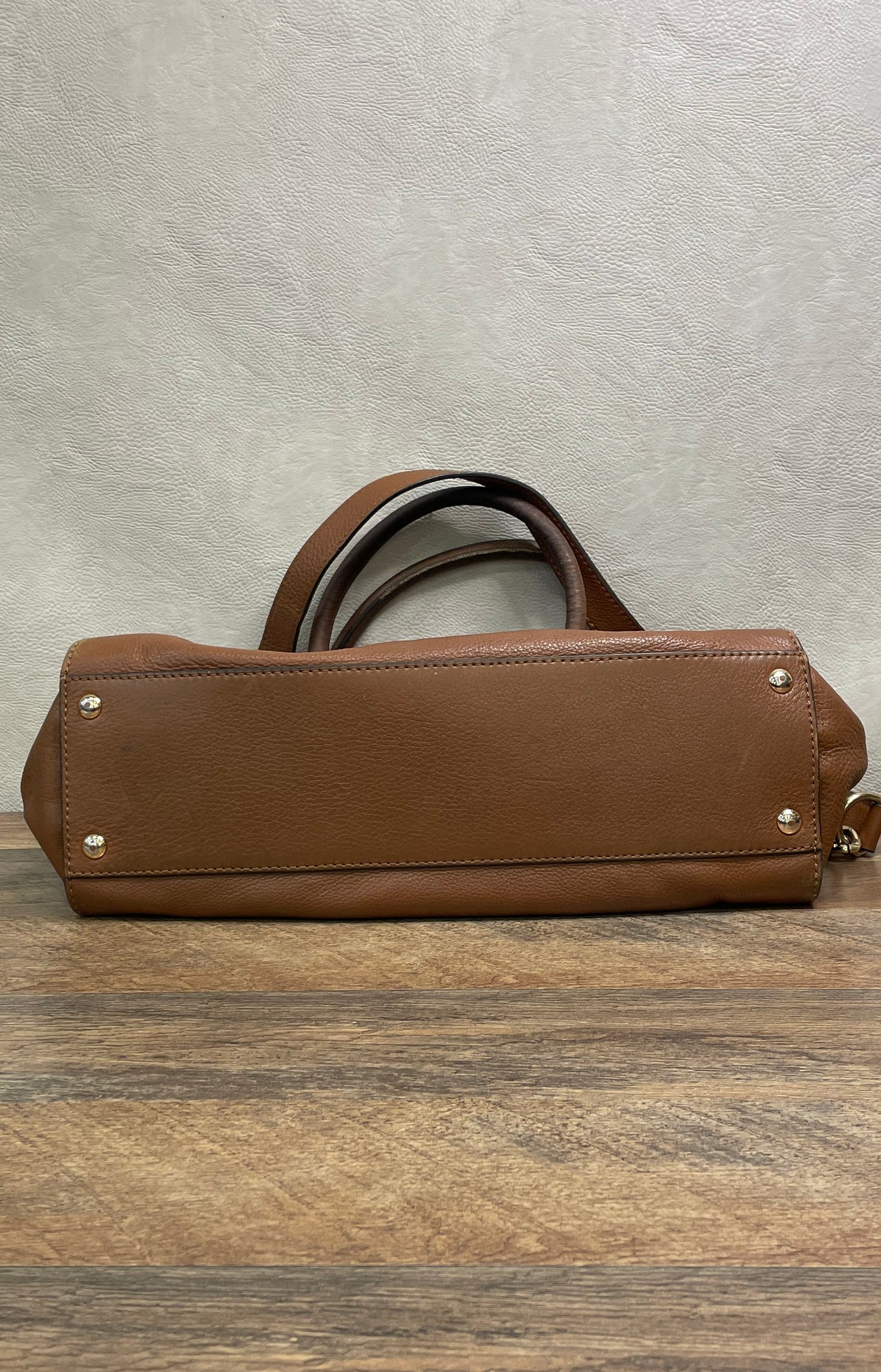Michael Kors Brown Pebbled Leather Satchel Bag Gold Hardware Est 1981