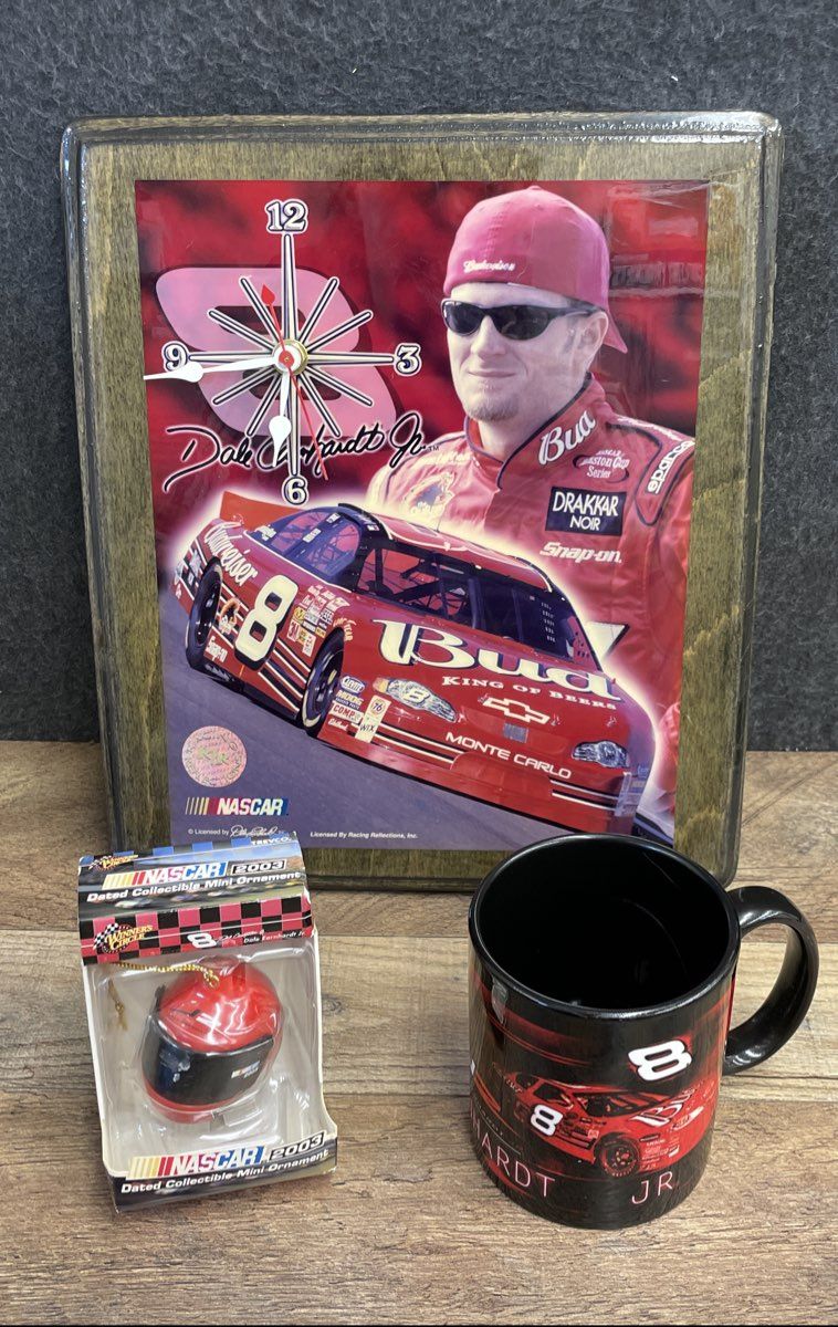 Dale Earnhardt Jr. #8 Budweiser Merchandise Lot of 3 Clock Mug 2003 Ornament